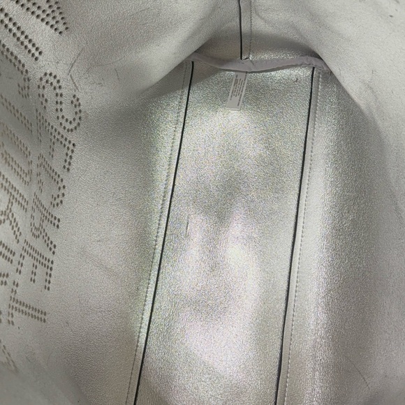 Victoria's Secret Perforated Branding White Tote with Silver Interior - Picture 3 of 9